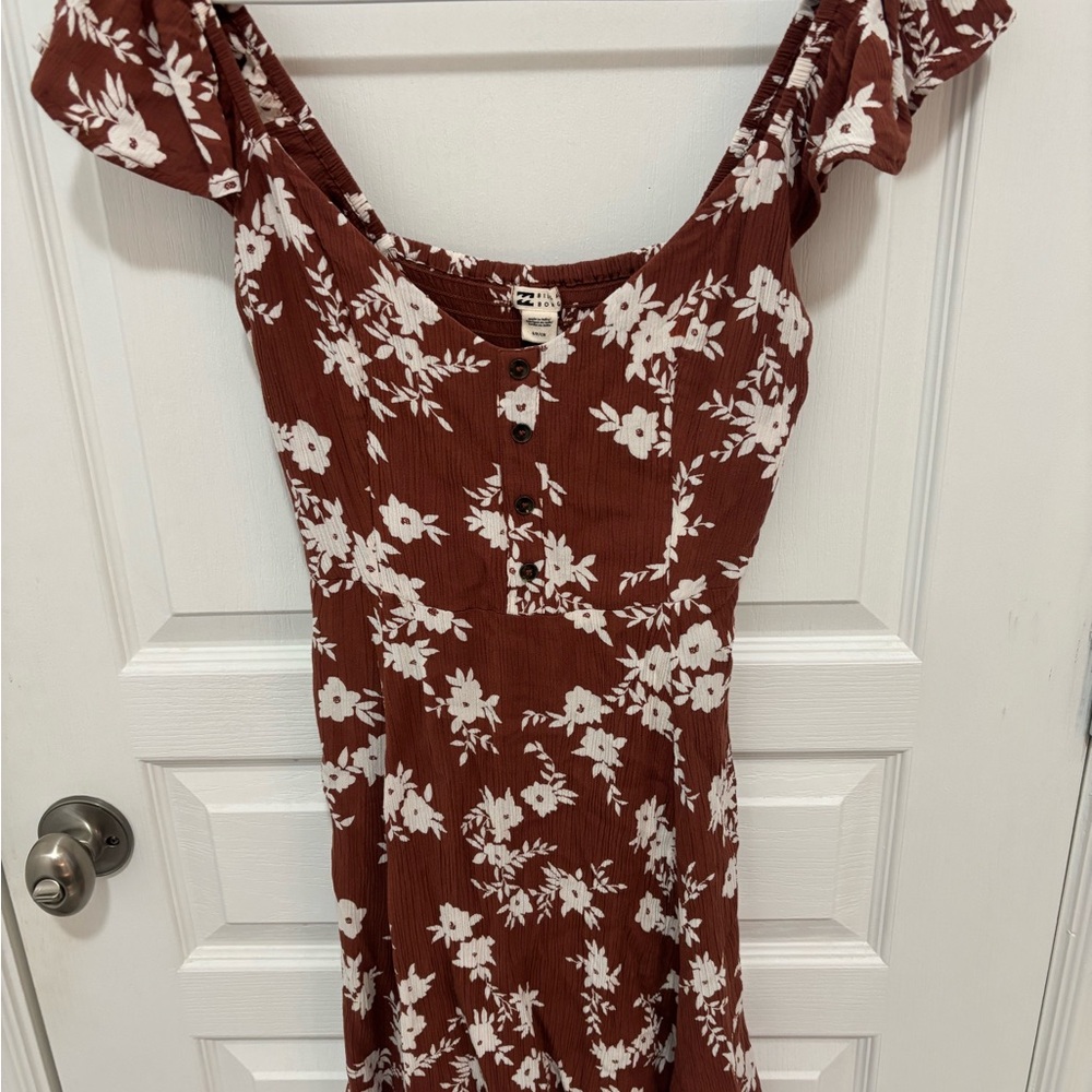 Billabong White Floral on Brown Mini Dress